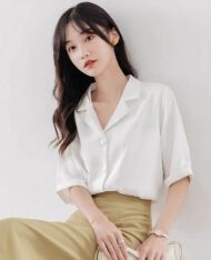 質感v翻領短袖襯衫