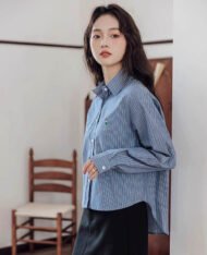 #超韓！條紋撞色襯衫