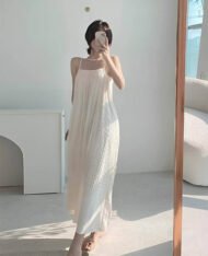 細肩帶直條紋裙