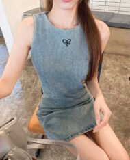 愛心刺繡牛仔短裙 - Image 2