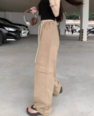 美式感抽繩工裝寬褲 - Image 5