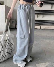 美式感抽繩工裝寬褲 - Image 2