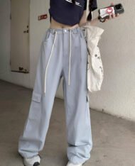 美式感抽繩工裝寬褲