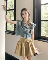 甜酷女孩抽鬚牛仔上衣