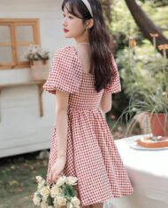 法式復古格紋短裙 - Image 2