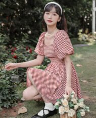 法式復古格紋短裙 - Image 4