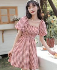 法式復古格紋短裙