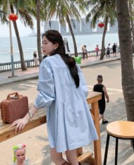 超young感！條紋寬娃娃短裙 - Image 3