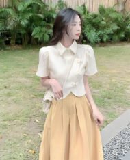 古典美新式旗袍上衣+後鬆緊A半長裙兩件套 - Image 2