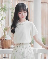 中式簡約風刺花上衣
