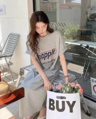 休閒字母寬長裙