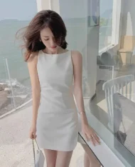 (Defect) 超仙氣質削肩合身短洋