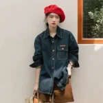 復古寬牛仔襯衫外