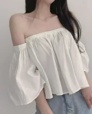 (Defect) 微性感平口一字領上衣 - Image 2