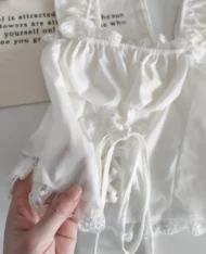 純欲風一字領繫帶上衣 - Image 6