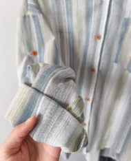 條紋拼色襯衫外 - Image 6