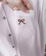 刺繡蝴蝶結襯衫外 - Image 6
