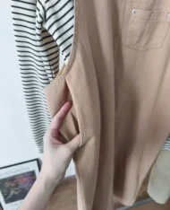 日系工裝背帶裙+條紋長袖Tee - Image 5