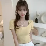 方領合身短版上衣