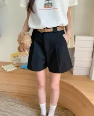 附送腰帶+迷你包!極百搭西裝短褲 - Image 3