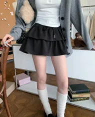 層次繫帶迷你裙
