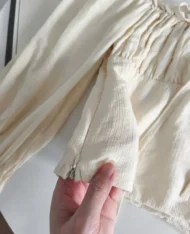 法式荷葉袖綁帶抓皺上衣 - Image 5