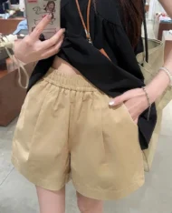 高腰鬆緊休閒短褲