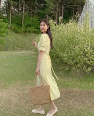 扭結後繫帶長裙 - Image 6