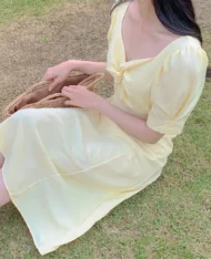 扭結後繫帶長裙 - Image 7