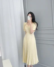 後繫帶百褶長裙 - Image 2