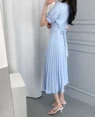 後繫帶百褶長裙 - Image 6