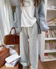 舒適居家條紋長褲 - Image 2