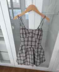 細肩復古格紋短裙 - Image 9