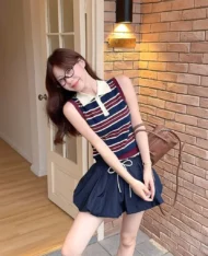 Polo條紋撞色上衣