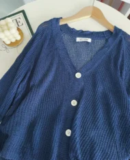 鏤空排扣針織上衣 - Image 2