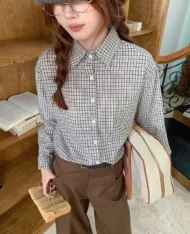 復古格紋調襯衫 - Image 5