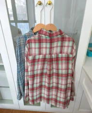 慵懶寬格紋拼色襯衫 - Image 11