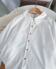 挺版寬白襯衫 - Image 8