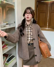 入秋慵懶口袋毛衣外套 - Image 3