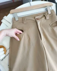 設計感口袋闊腿直長褲 - Image 7