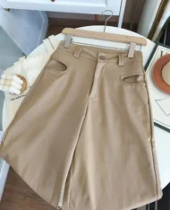 設計感口袋闊腿直長褲 - Image 6