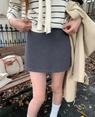 前後兩穿！質感A短裙 - Image 3