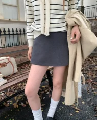 前後兩穿！質感A短裙 - Image 2