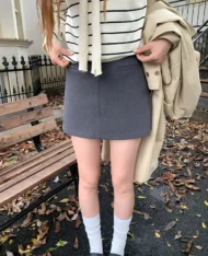 前後兩穿！質感A短裙