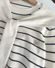 Miu系披肩+條紋上衣兩件套set - Image 16