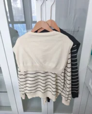 Miu系披肩+條紋上衣兩件套set - Image 19