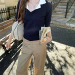 設計感口袋闊腿直長褲