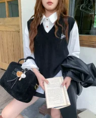 校園風刺繡馬甲背心 - Image 6