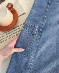 工裝深刷色牛仔寬褲 - Image 9