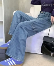 工裝深刷色牛仔寬褲 - Image 3